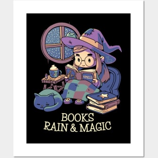 Books Rain & Magic // Spooky Halloween Fall Witch Posters and Art